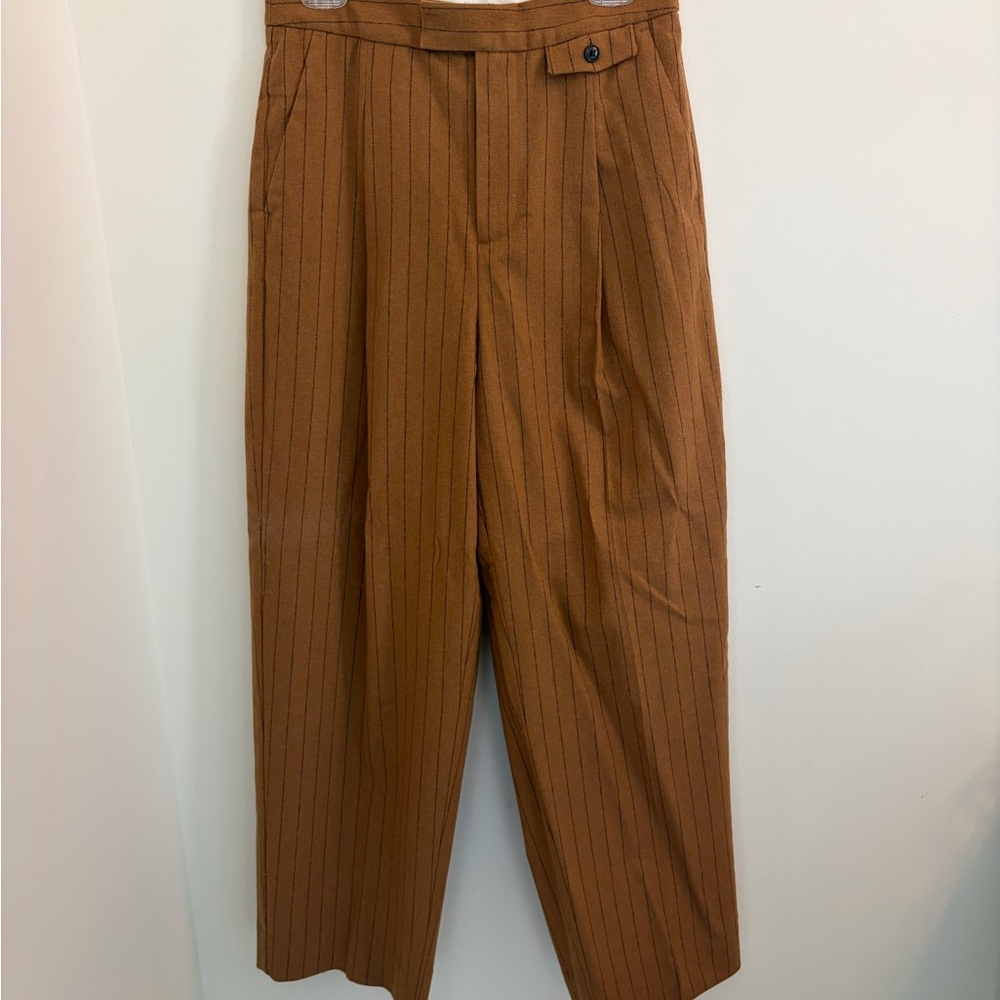 Madewell Rust Brown Pinstripe Dress Pants